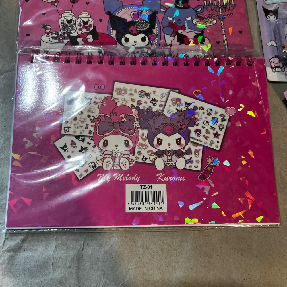 Sanrio Kuromi My Melody Stationery Bundle Sticker Books Notebooks Charger New - Picture 3 of 13